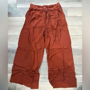 Calia- Relaxed Wide-Leg Pants - Rust Brown